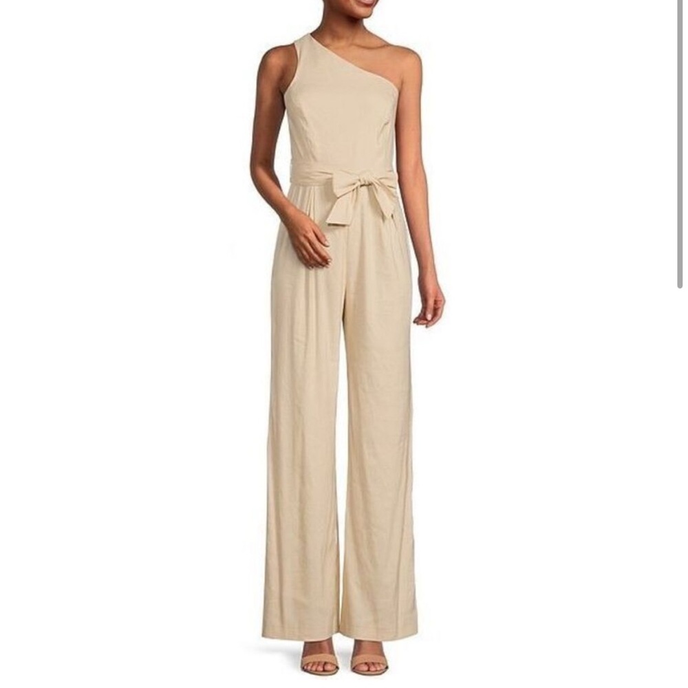 ANTONIO MELANI Tan One-Shoulder Jumpsuit for Night Out